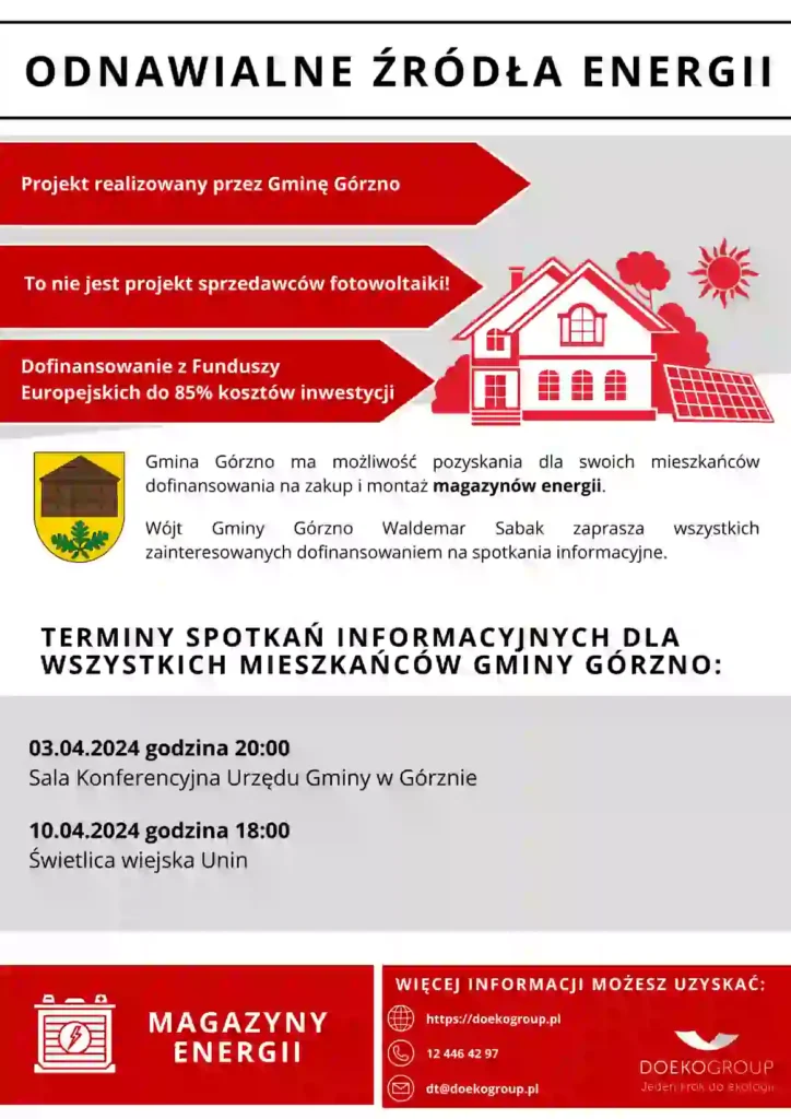 dotacje do magazynów energii w gminie górzno